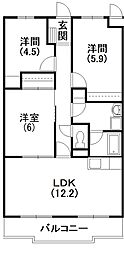 メゾンマロニエ 3LDKの間取図画像