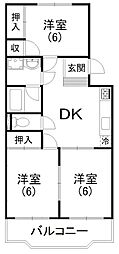 メゾンアスカ 3DKの間取図画像