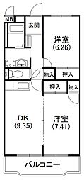イーストライム 2LDKの間取図画像