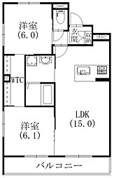 エトワール 2LDKの間取図画像