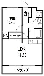 マンション歩 1LDKの間取図画像