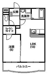 メゾン・ド・ヴェルメール 1LDKの間取図画像