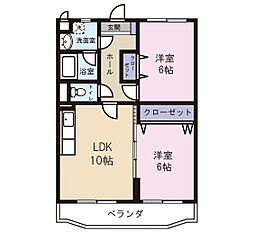 アイシェード 2LDKの間取図画像