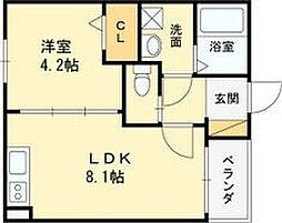 ALEGRIA喜連東 1LDKの間取図画像