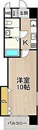 Luxe天王寺 1Kの間取図画像