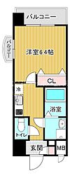 Luxe田辺 1Kの間取図画像