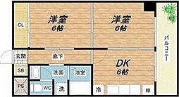 青山ビル別館上三青山ハイツ 2DKの間取図画像
