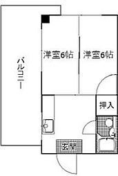 シャトル山之内 2DKの間取図画像