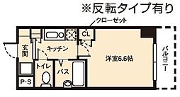 ドミール桜川2 1Kの間取図画像