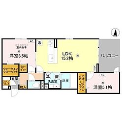ドゥジエム高石 2LDKの間取図画像