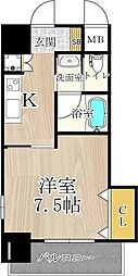 ブリリアントコート夕陽丘 1Kの間取図画像
