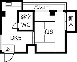 GS駒川 1DKの間取図画像