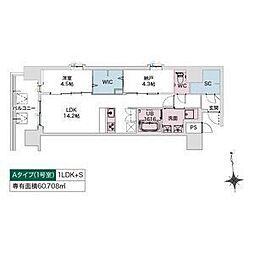 Draw上本町 1SLDKの間取図画像