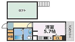 ラ・プレミア桜川 ワンルームの間取図画像