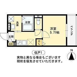 RN平野 1Kの間取図画像