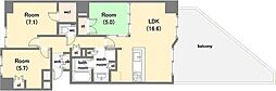 ブランズ帝塚山 3LDKの間取図画像