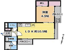 セザール久が原 1LDKの間取図画像