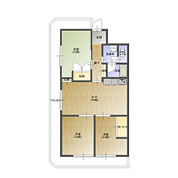 藤代スカイハイツB棟 3DKの間取図画像