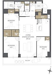 ルネ枚方南棟 3SLDKの間取図画像