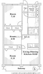 カクタス田無マンション 3LDKの間取図画像