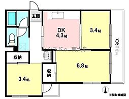 南大泉ヴィクトリアハイツ 3DKの間取図画像