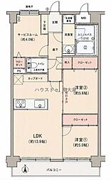 マイキャッスル武蔵関 2SLDKの間取図画像