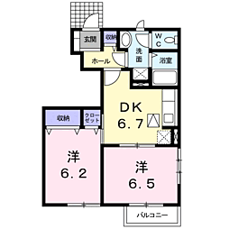 クレストファイン3 2DKの間取図画像