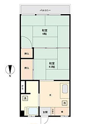 日吉第5コーポ別館 2Kの間取図画像