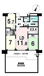 ライオンズマンション貝塚モリス 4LDKの間取図画像