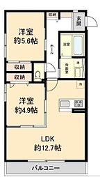 マノワール 2LDKの間取図画像