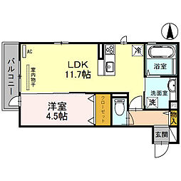 プチアングル 1LDKの間取図画像