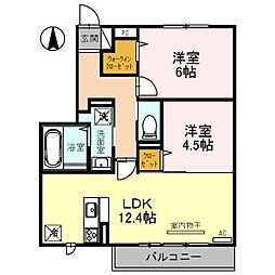 レスペランス向陽台 2LDKの間取図画像
