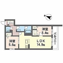 堺市東区丈六マンション 2LDKの間取図画像
