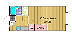 薮内ハイツ 1Kの間取図画像