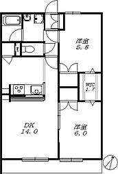 トゥールブランシュM&M1 2LDKの間取図画像