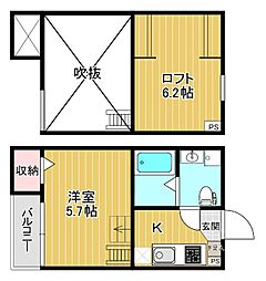 Orsa堺 1Kの間取図画像