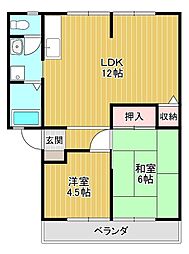ベルメゾン・ヨシダ 2LDKの間取図画像