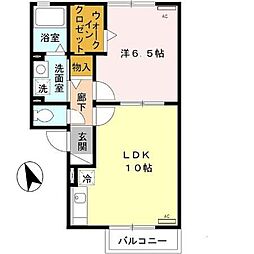 グリーンコート原寺 1LDKの間取図画像