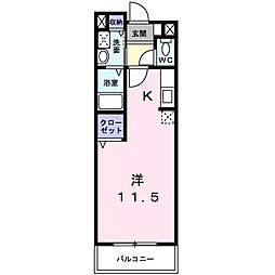 ユングフラウ2 1Kの間取図画像