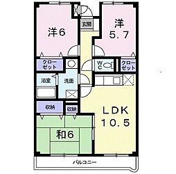 ラルジュウエスト 3LDKの間取図画像