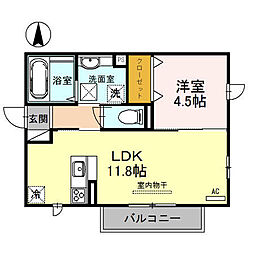 プチアングル 1LDKの間取図画像
