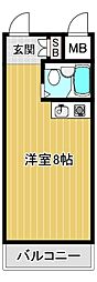 グランドアーバー ワンルームの間取図画像