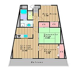 エスポアール岩根 3LDKの間取図画像