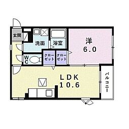 レーゲンボーゲン大美野 1LDKの間取図画像