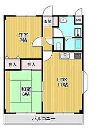 ハイツトビ 2LDKの間取図画像