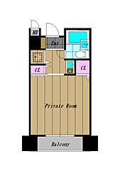朝日プラザ河内長野デポーフロント ワンルームの間取図画像