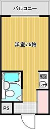 レジデンスベル ワンルームの間取図画像