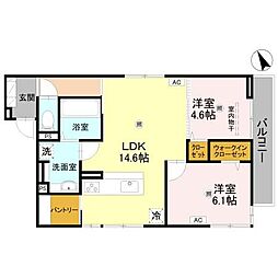 エルピダAノワール 2LDKの間取図画像