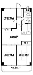 ドミール福田 3DKの間取図画像