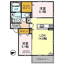 プランタン 2LDKの間取図画像